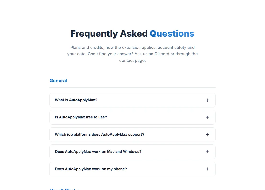 AutoApplyMax FAQ page
