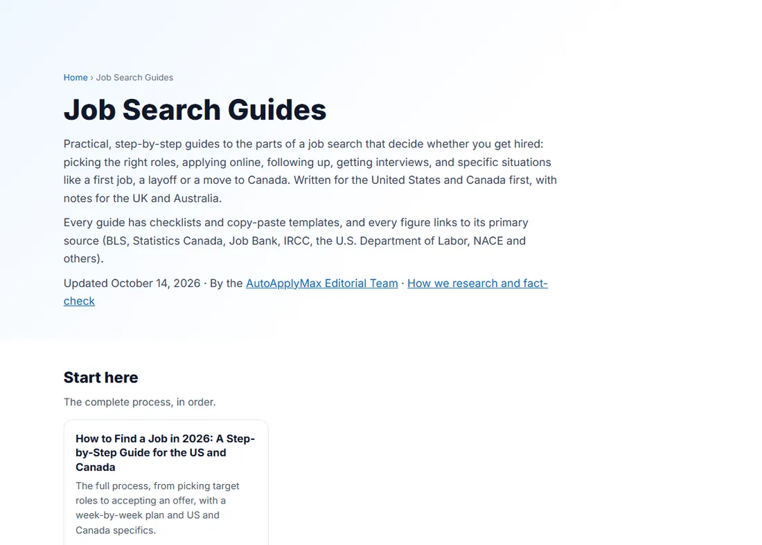 Job search guides page