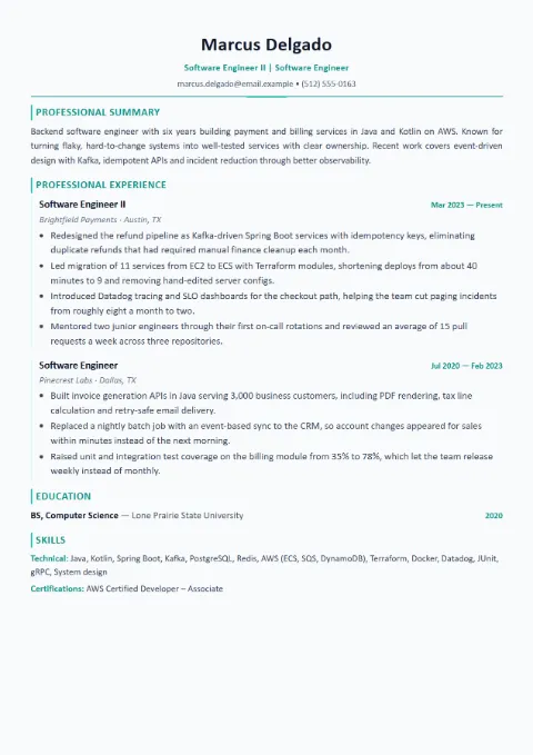 Tech resume example