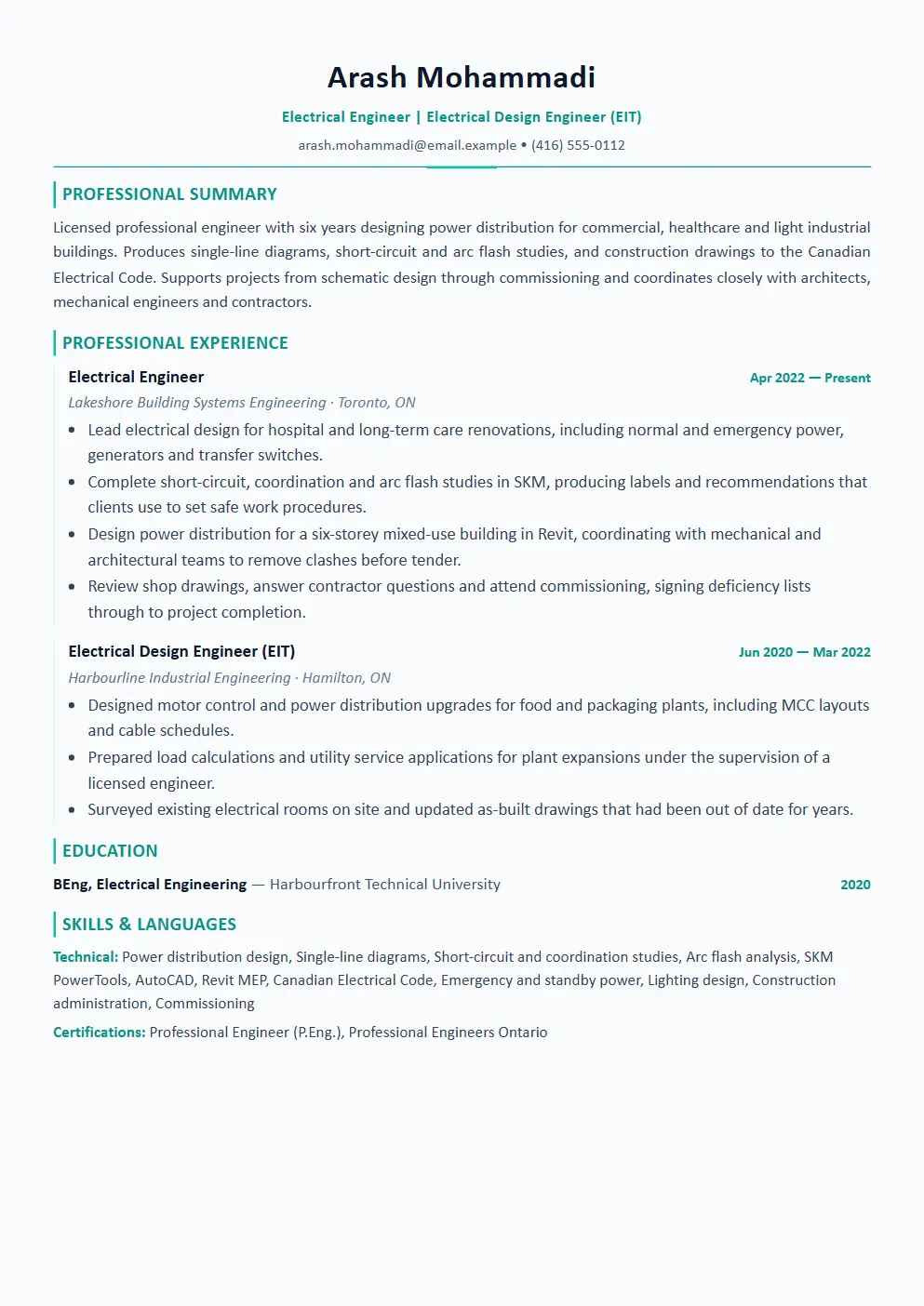 Electrical Engineer resume example thumbnail