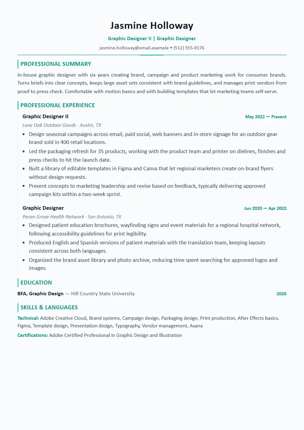 Graphic Designer resume example thumbnail