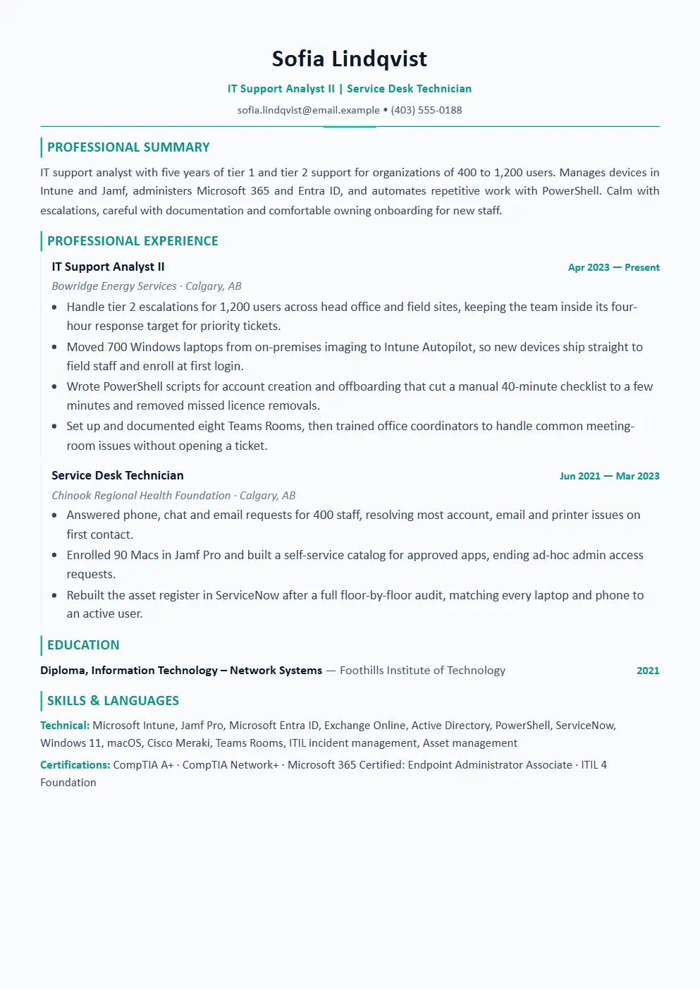 IT Support Specialist resume example thumbnail