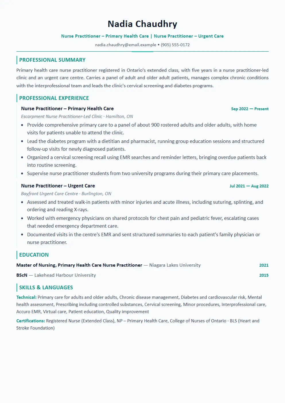 Nurse Practitioner resume example thumbnail