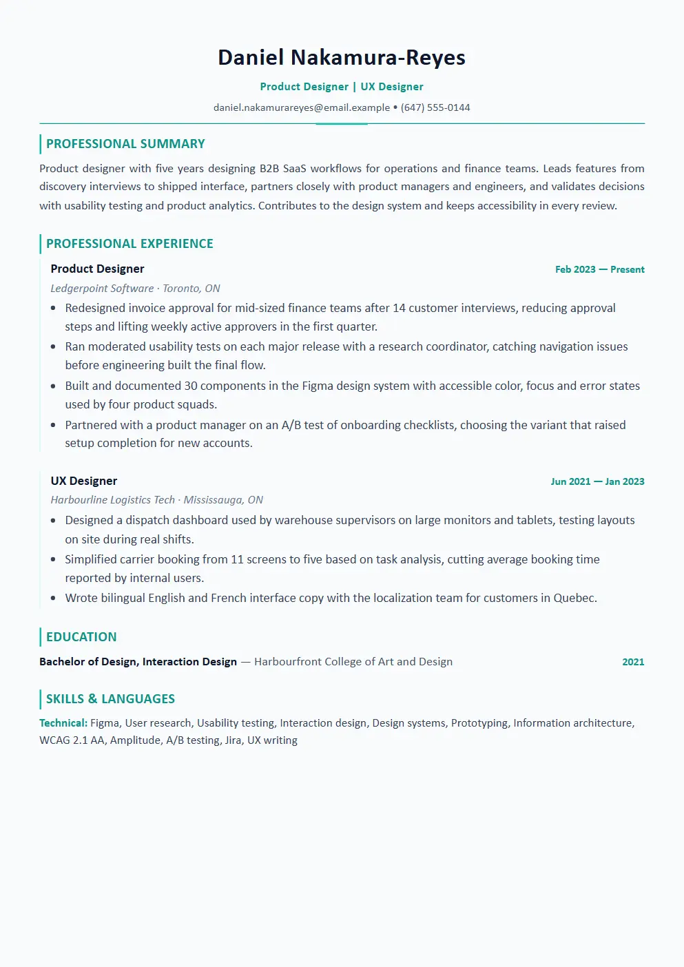 UX Designer resume example thumbnail